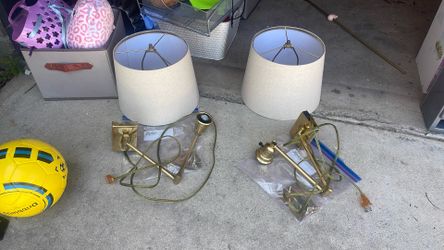 Ralph Lauren inspired brass wall mounted swing lamps with shades