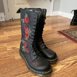 Dr Martens High Rise Rose Embroidered Boots