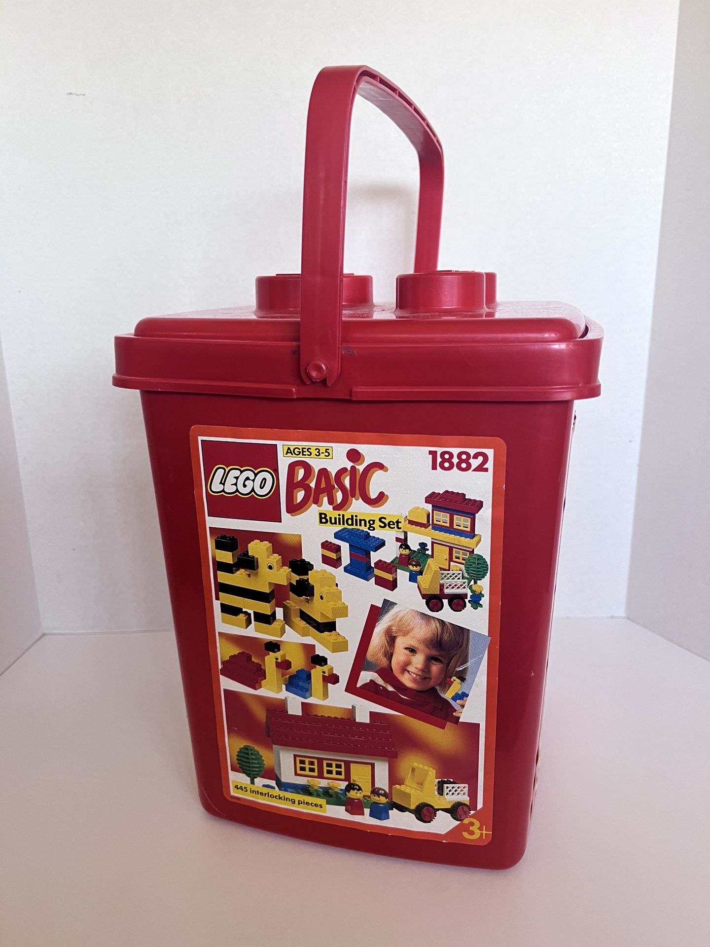 Lego Vintage 1990 Basic Set In Storage Bucket 1882 Complete.