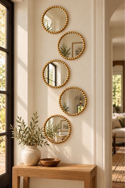 Set of 5 New Gold Decorative Wall Mirrors