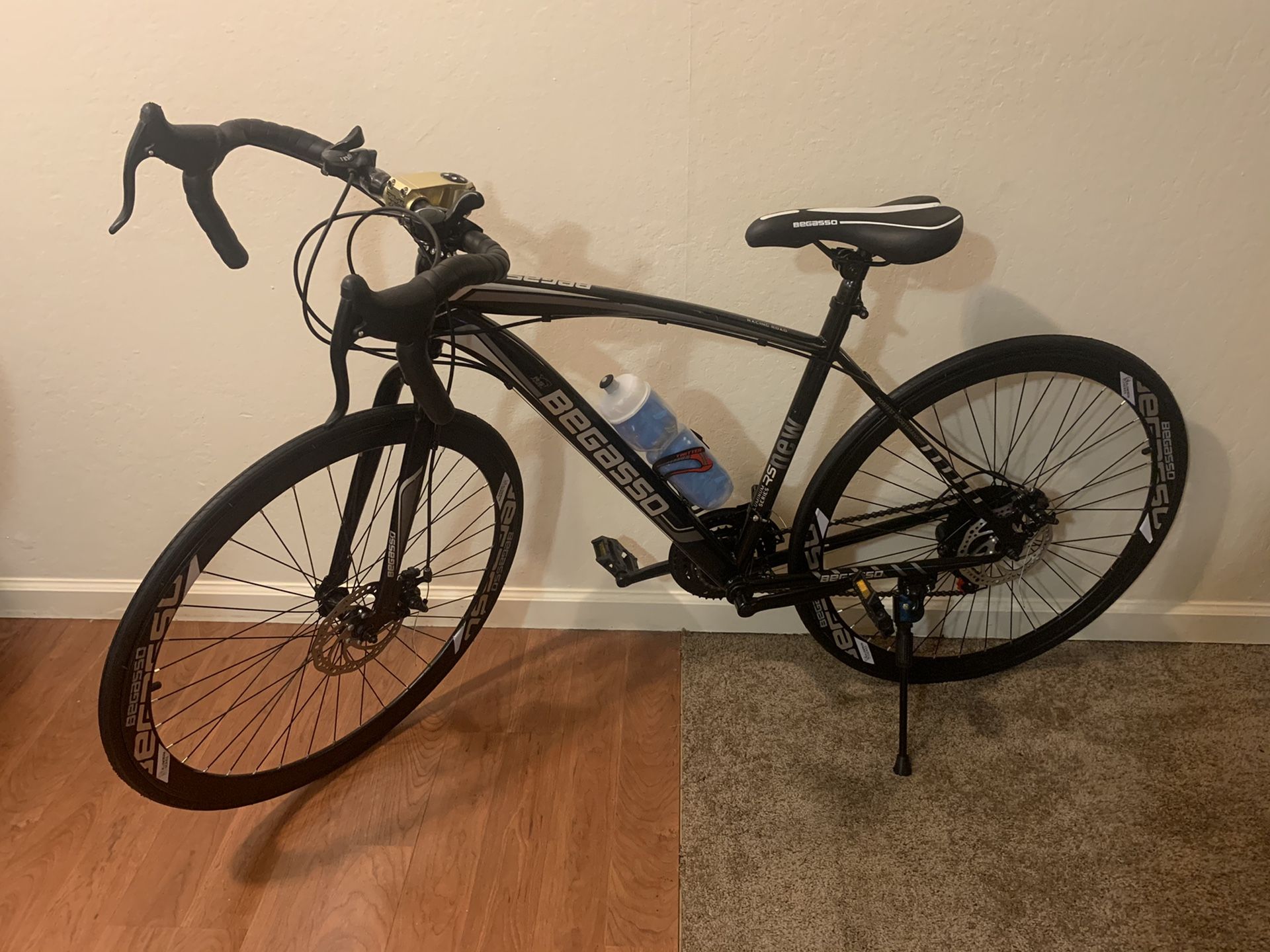 Begasso Shimanos Aluminum Full Suspension Road Bike 21 Speed Disc Brakes, 700c Wheel Suspension Fork Rear Suspension Bicycles