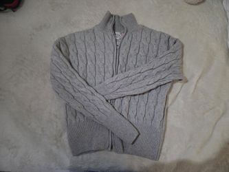 Gray Knit Zipup Turtleneck Jacket