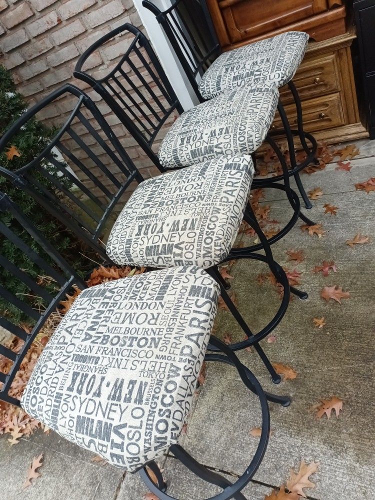Durable Stool Set -4 Wrought Iron