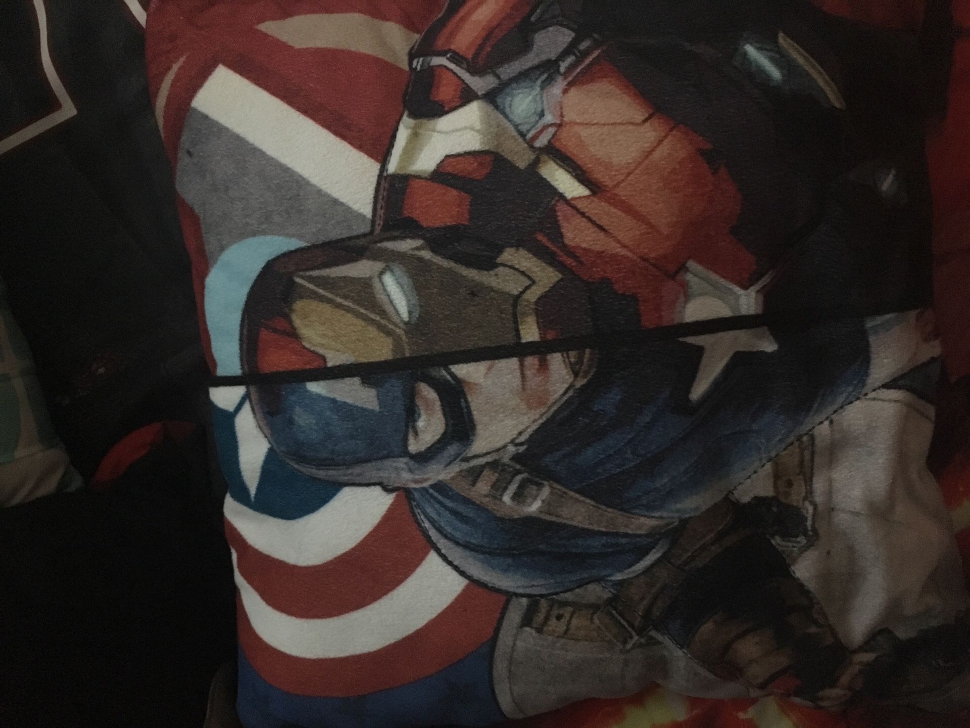 Star Wars Twin Bed Set with a black fitted and black regular sheet. Reversible Star Wars comforter, along with two Star Wars pillow shams. Also inclu