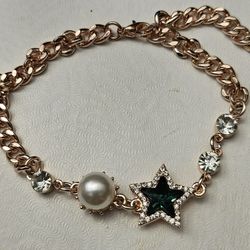 Fashion Anklet Goldtone Star& Crystal's 