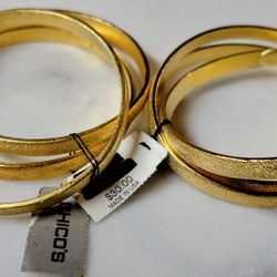 Wholesale Lot Of Two - Chico's Gold Tone Bangles - NWT Suggested Retail Price $30 Each 