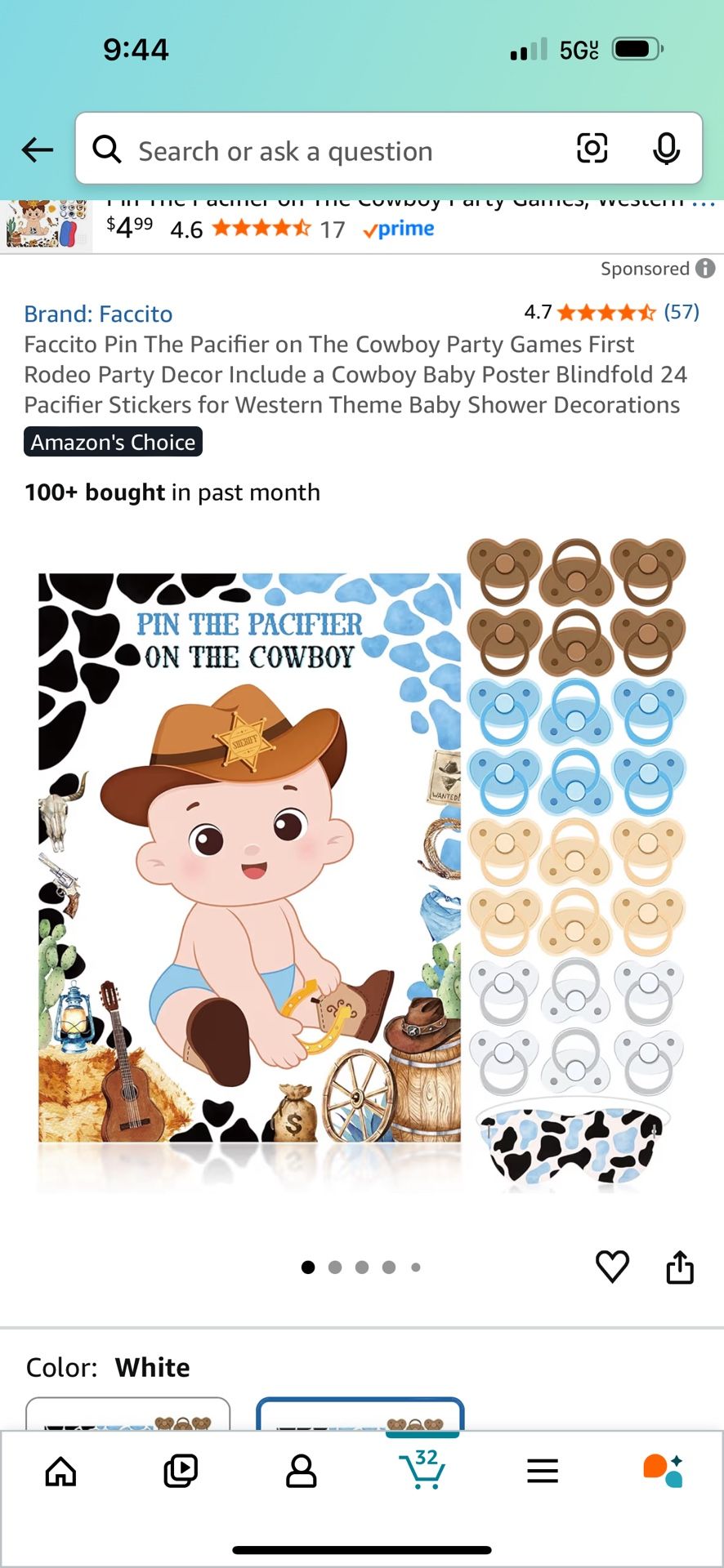 Pin The Pacifier on The Baby Cowboy