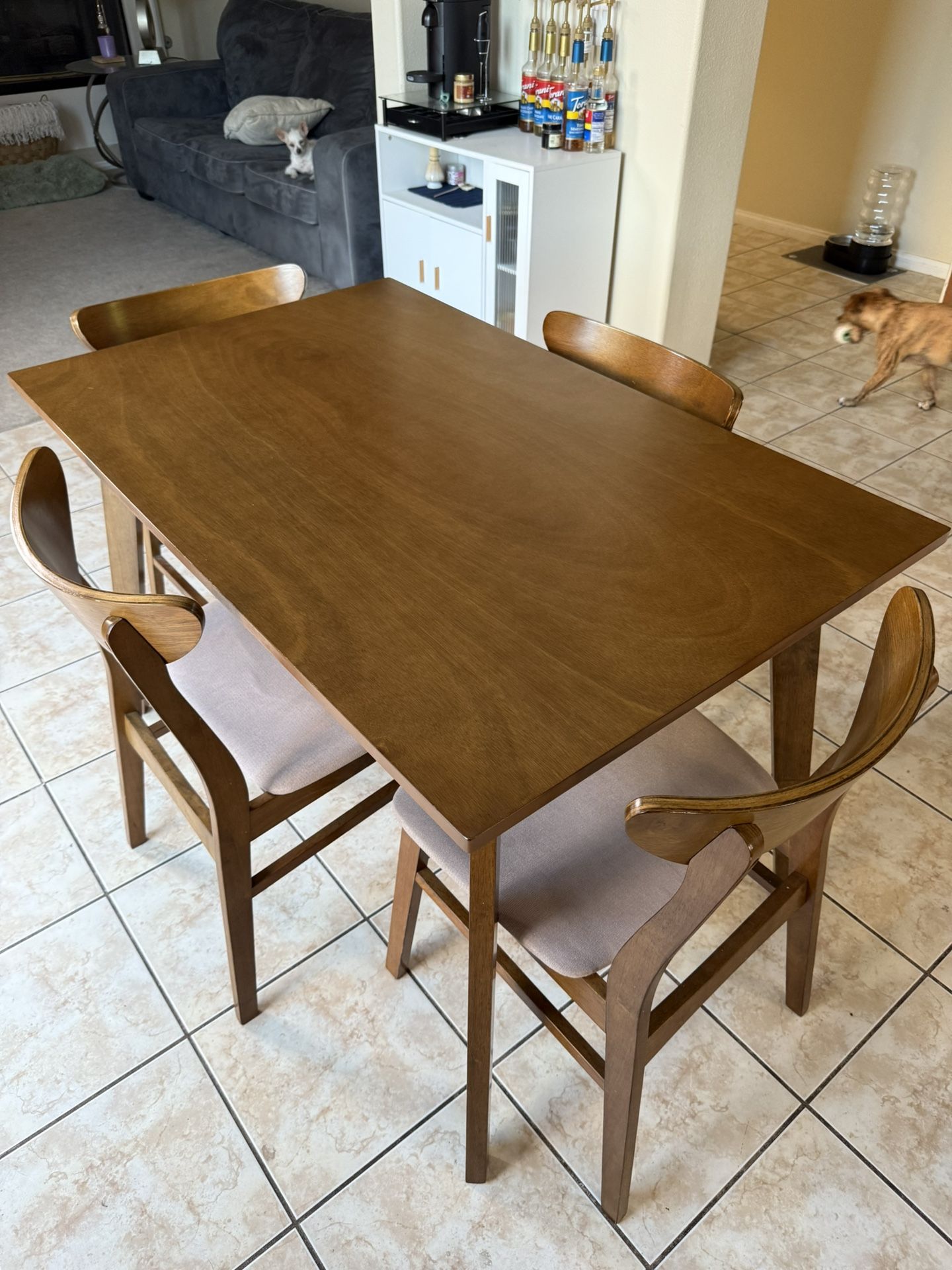 Walnut brown modern mid century dining table (4)