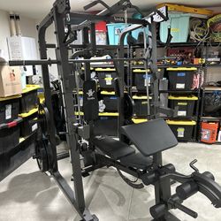 Vesta Fitness Smith Machine 2001 w/Bench Attachment | 230lb Bumpers Weights | 7ft Olympic Bar | Fitness | Gym Equipment | FREE DELIVERY 🚚 