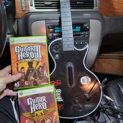 Xbox 360 Guitar Hero Guitar With Two Games Legends Of Rock And Aerosmith