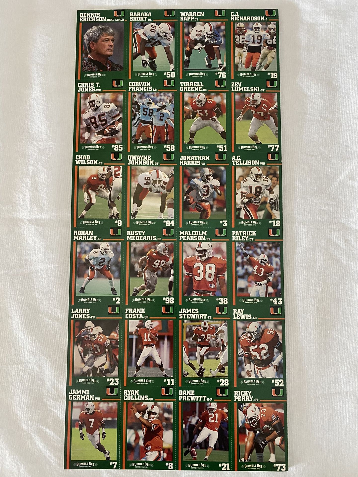 1994 Bumble Bee Miami Hurricanes Dwayne The Rock Johnson RC Ray Lewis