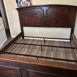 King Size Headboard, And Footboard Very Good Wood Heavy