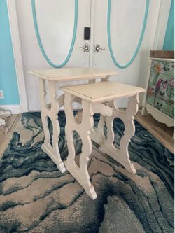 French country style wooden nesting tables