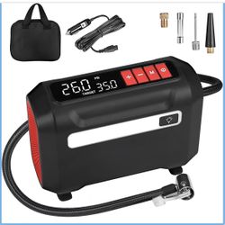 Tire Inflator Portable Air Compressor, DC 12V Air Compressor Portable with Large Dual Digital Screen, 3X Faster Inflation Air Pump for Car, Bike, Ball