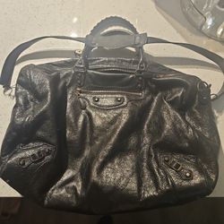  Used Balenciaga Duffle Bag. Almost New Black Leather. 