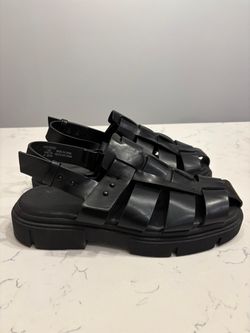 Zara 44/10 Black Cage Sandals with Lug Sole