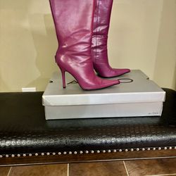 Fuchsia Colored Leather Boots