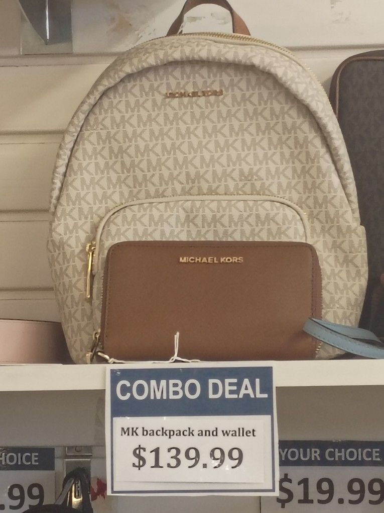 Micheal Kors  White Brown  Bag Wallet 