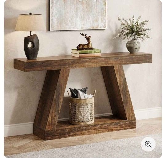 NY250. Farmhouse Console Table, 55" Sofa Table with Storage