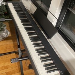 Barely Used Casio CDP-S100BK Digital Piano with Stand, Sustain Pedal, and Extras