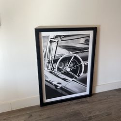 Vintage Car Print With Black Frame