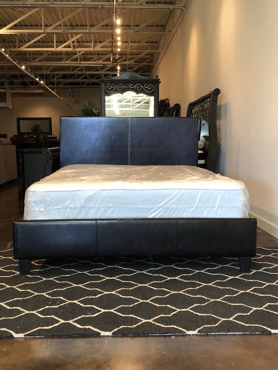 Queen Platform Bed Plus Queen Plush Mattress (Free Delivery) Home & Garden