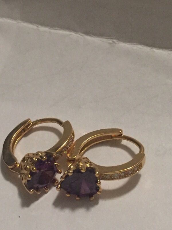 New Purple and White Crystal earrings