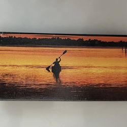 Kayak Sunset Mexican Hand Painted Art On Ceramic Tile