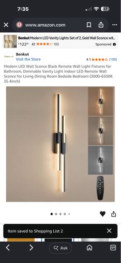 Benkut Modern LED Wall Sconce with Remote