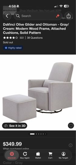 DaVinci Olive Glider Rocking Chair and Ottoman – Gray/Cream