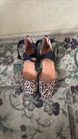 Leopard Print Ankle Strap Flats