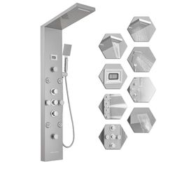 Shower Panel Tower System, 6-Function Faucet Rain Massage System with Body Jets, Wall Mount Shower Stainless Steel, Brushed Nickel and Chrome