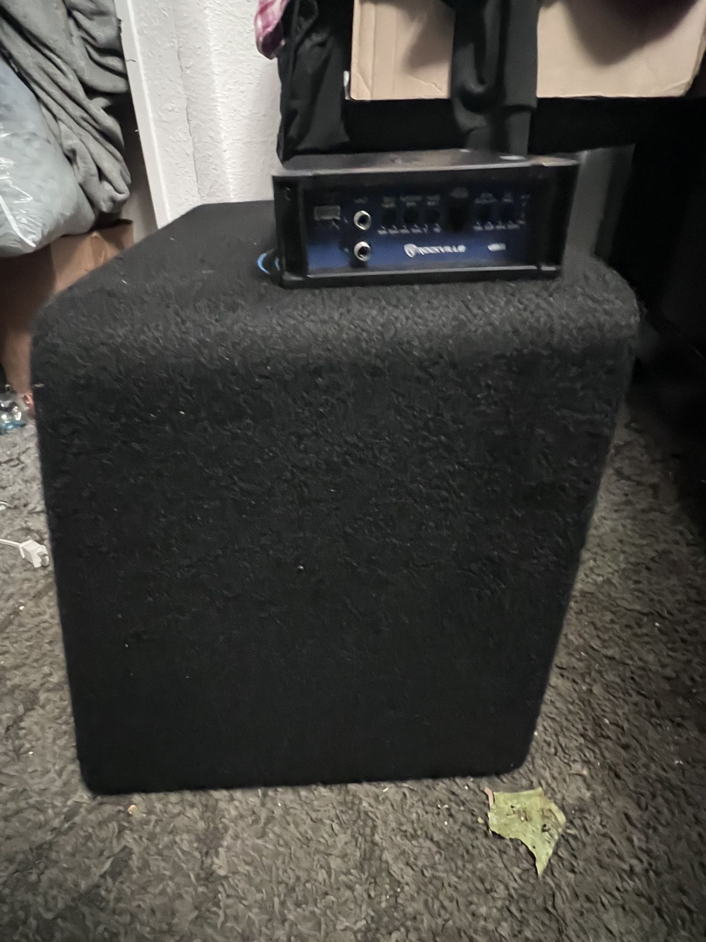 12 inch rockville subwoofer with a 1400 watt amp.