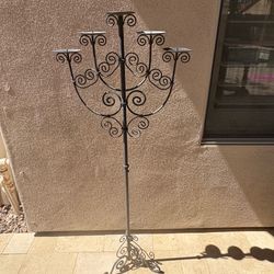 Vintage Wrought Iron Floor Candelabra - 5 Candle Stand