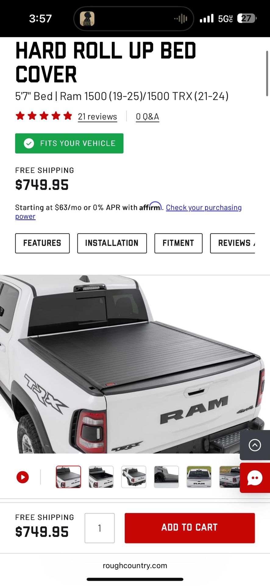 Brand New Rough Country Hard Roll Up Bed Cover