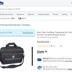 Klein Tool and Laptop Bag