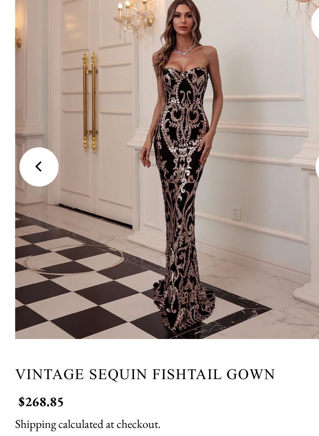 Vintage Sequins Gold And Black Dress 