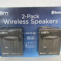 Pair BEM Wireless Bluetooth Mojo II Speaker True Stereo Sound

