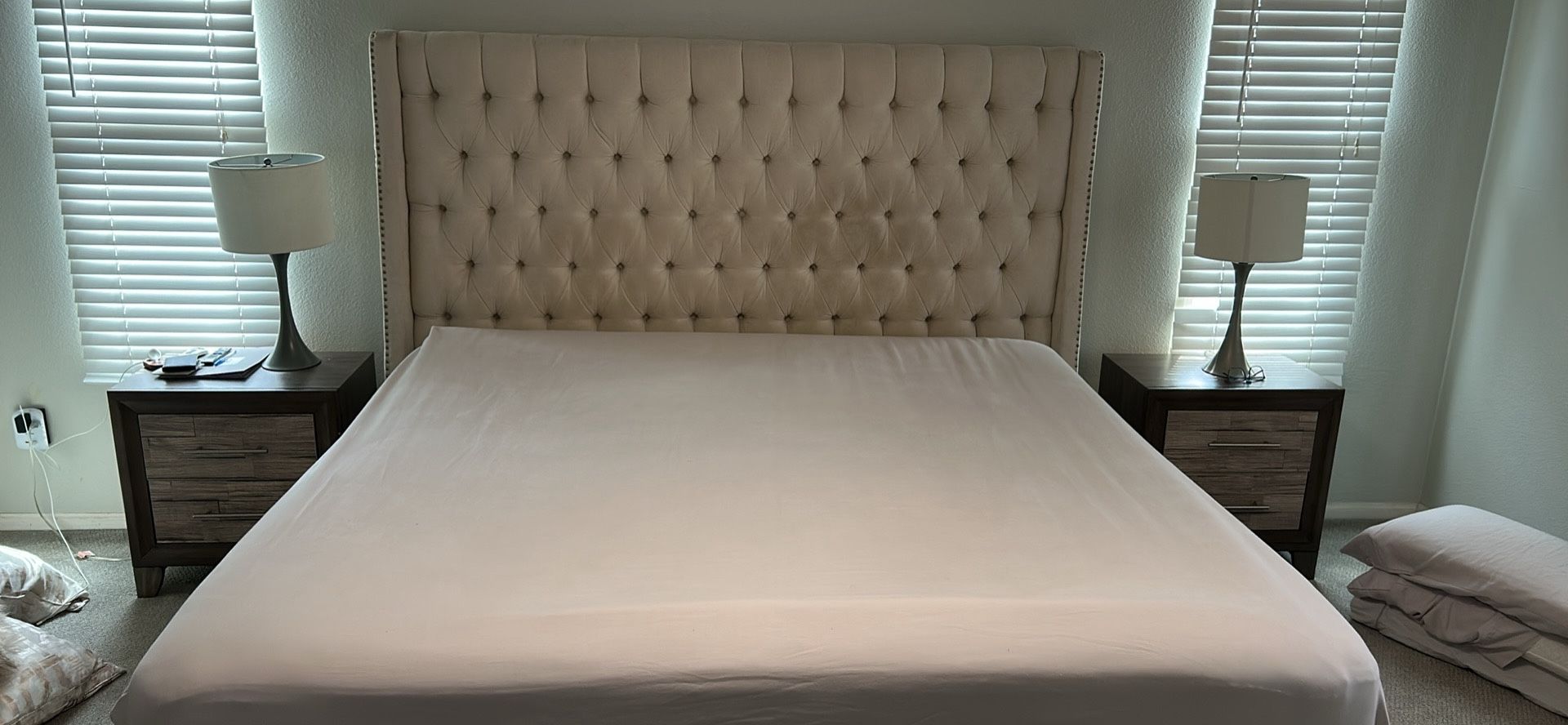 King size upholstered Bed Frame (no Mattress)