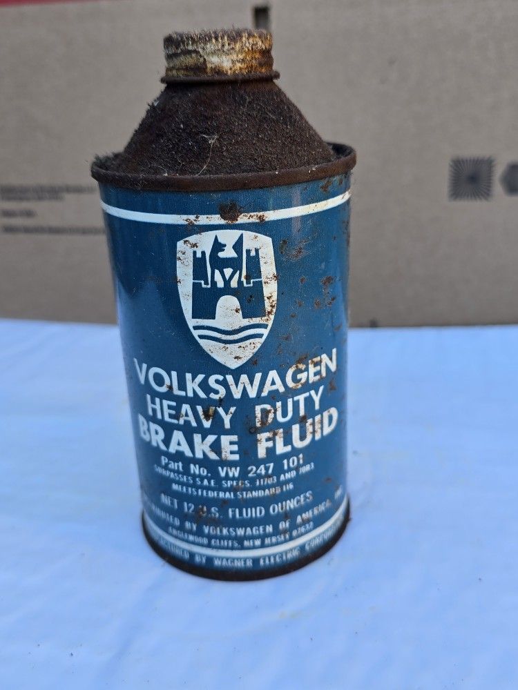 Vintage Volkswagen Heavy Duty Brake Fluid Cone Top Can
