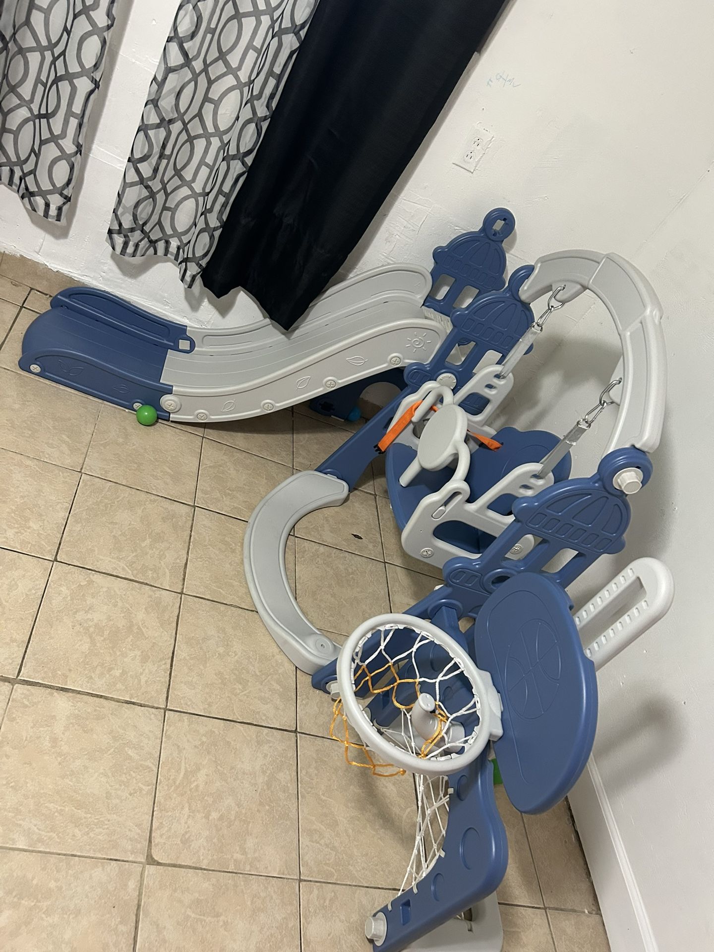 Slide, Swing, Soccer/basketball Hoop Set For Toddlers