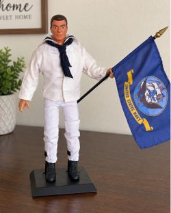 Title: U.S. Navy Sailor Collectible Doll / Action Figure with Flag