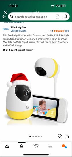 New in box Baby Monitor with Camera and Audio,5'' IPS 2K UHD Resolution,6000mAh Battery, Remote Pan-Tilt-5X Zoom, 2-Way Talk,No WiFi, Night Vision, Vi