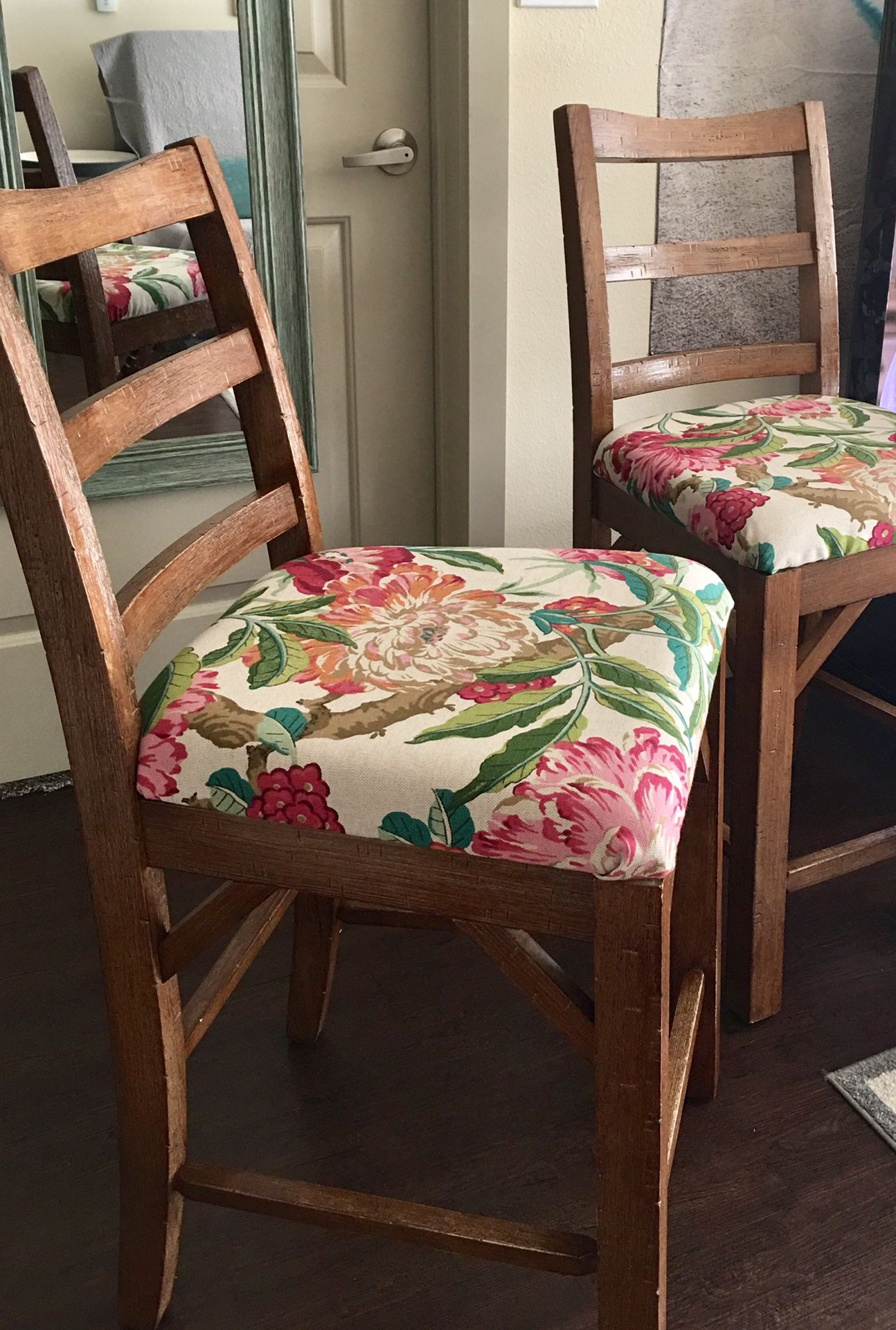 Two beautiful Bohemian bar stools/counter top chairs