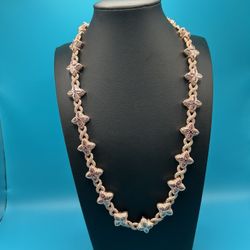 Flower 4 Leaf Clover Iced Out Rose Gold Premium Quality Chain