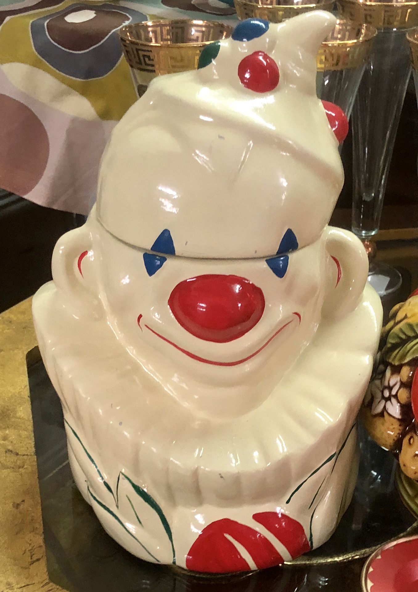 Vintage large scary clown cookie jar