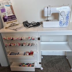 Sewing Machine And Cabinet With Accessories