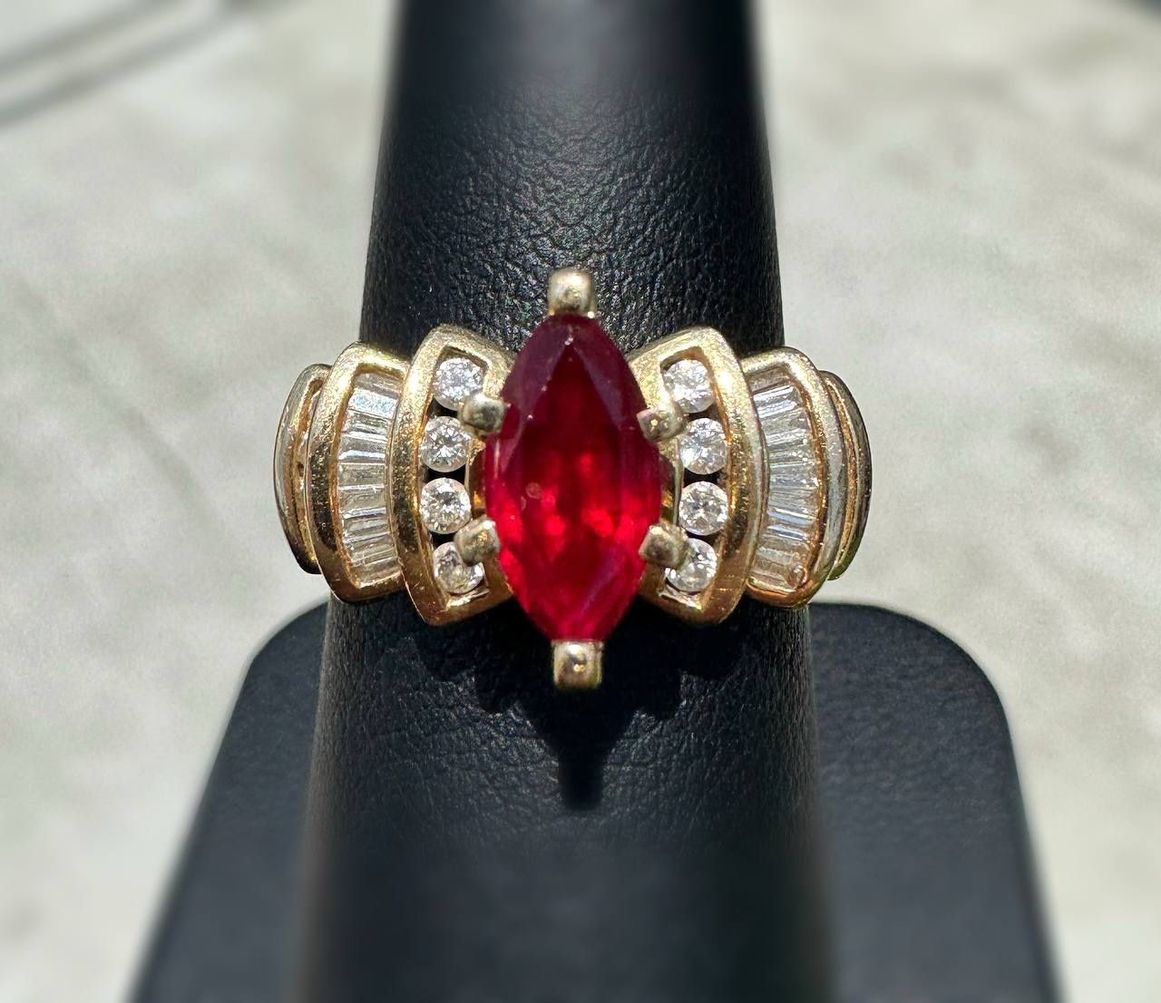 Jewelry Antique 14k solid yellow gold ruby natural diamonds baguette 1.70CT ring sz 7.00