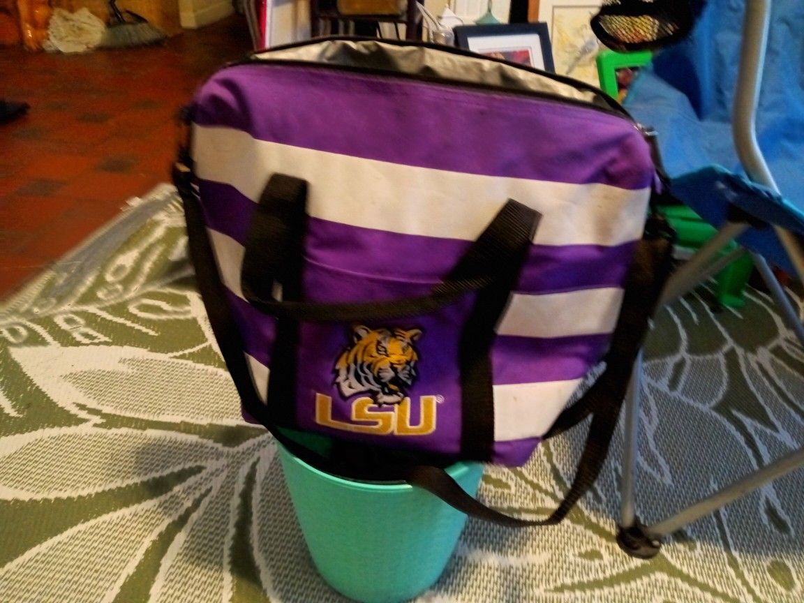 Two Game Day Chairs, & LSU INSULATED, Cooler Bag