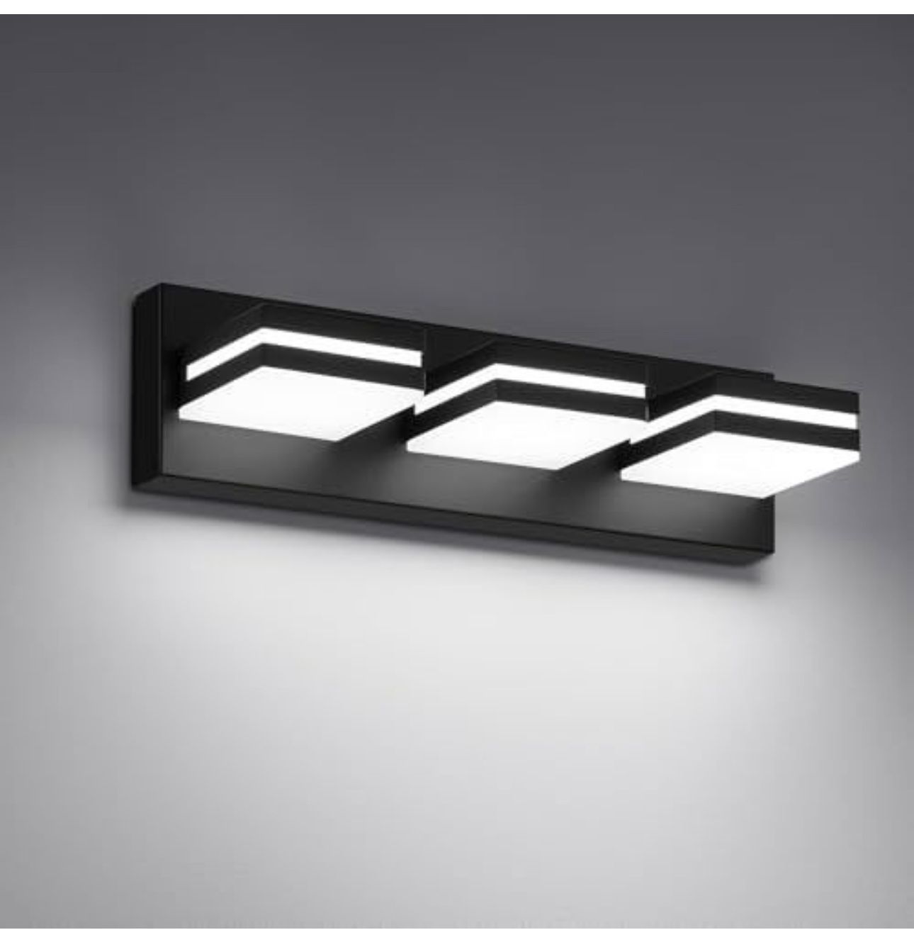 JZEKVN Modern LED Bathroom Lights Fixtures(3-Light),Metal Black Acrylic Wall Lighting,Vanity Lights for Bathroom Over Mirror